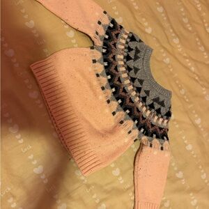 GAP Pink and Gray Patterned Sweater